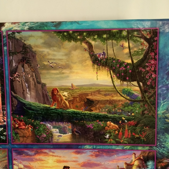 Disney Thomas Kinkade 4 in 1 Puzzle 500pc Cinderella Mickey Lion King Mermaid - Picture 5 of 8